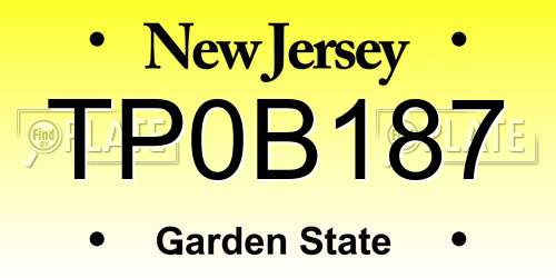 TP0B187 New Jersey License Plate