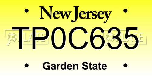TP0C635 New Jersey License Plate