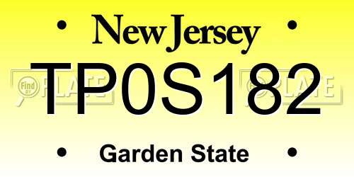 TP0S182 New Jersey License Plate