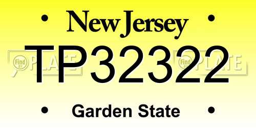 TP32322 New Jersey License Plate