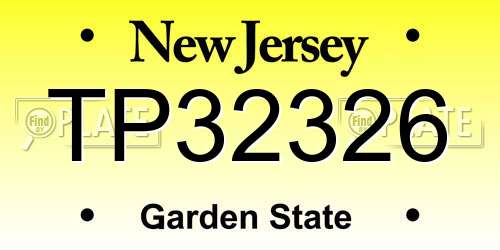 TP32326 New Jersey License Plate