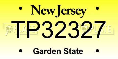 TP32327 New Jersey License Plate