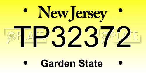 TP32372 New Jersey License Plate