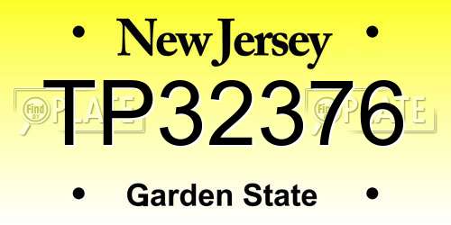 TP32376 New Jersey License Plate