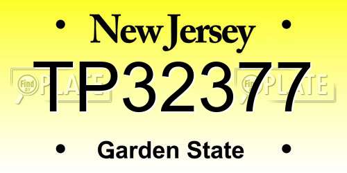 TP32377 New Jersey License Plate