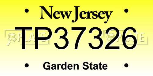 TP37326 New Jersey License Plate