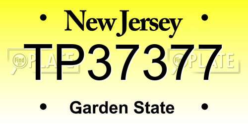TP37377 New Jersey License Plate