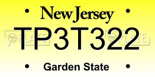 TP3T322 New Jersey License Plate
