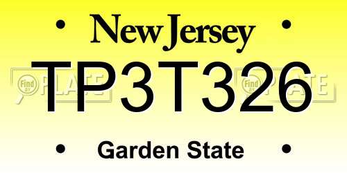 TP3T326 New Jersey License Plate
