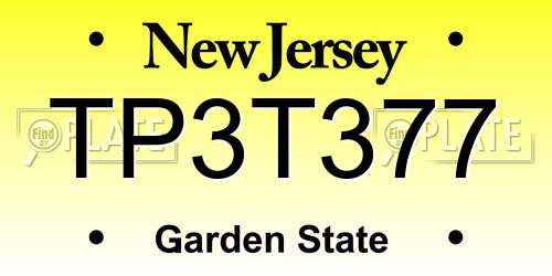 TP3T377 New Jersey License Plate
