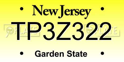 TP3Z322 New Jersey License Plate