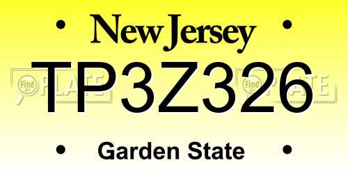 TP3Z326 New Jersey License Plate