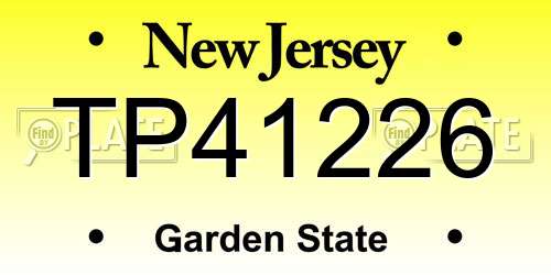 TP41226 New Jersey License Plate