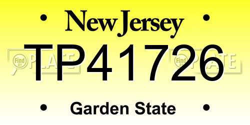 TP41726 New Jersey License Plate