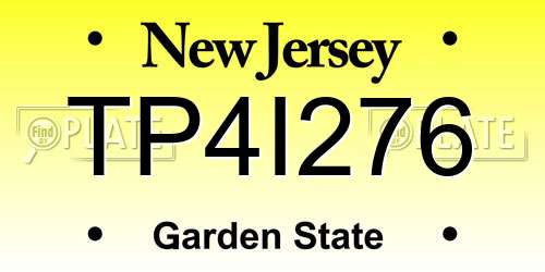 TP4I276 New Jersey License Plate