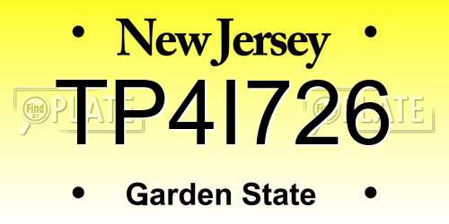 TP4I726 New Jersey License Plate