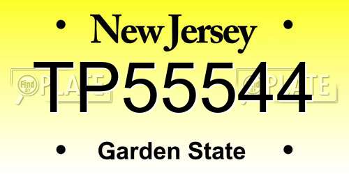 TP55544 New Jersey License Plate