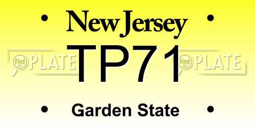 TP71 New Jersey License Plate