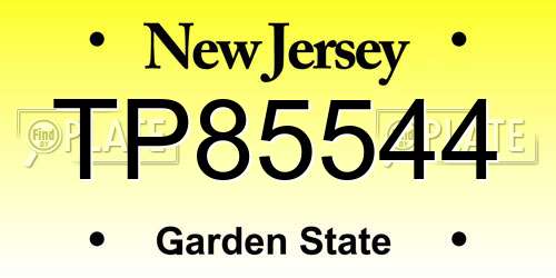 TP85544 New Jersey License Plate