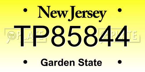 TP85844 New Jersey License Plate