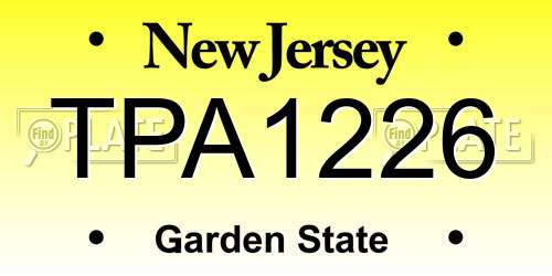 TPA1226 New Jersey License Plate
