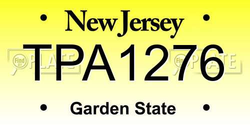 TPA1276 New Jersey License Plate