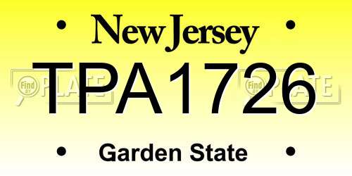 TPA1726 New Jersey License Plate