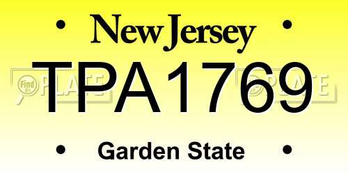 TPA1769 New Jersey License Plate
