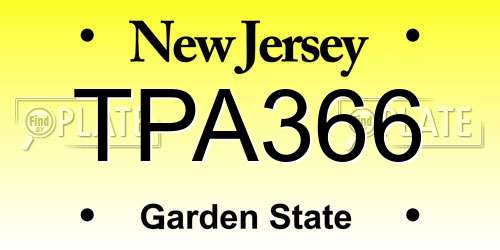 TPA366 New Jersey License Plate