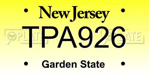 TPA926 New Jersey License Plate