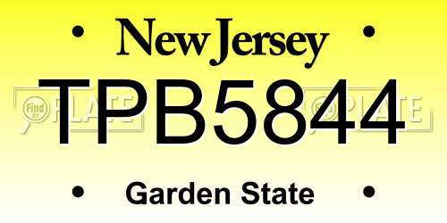 TPB5844 New Jersey License Plate