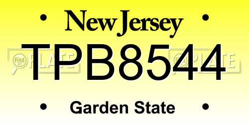 TPB8544 New Jersey License Plate