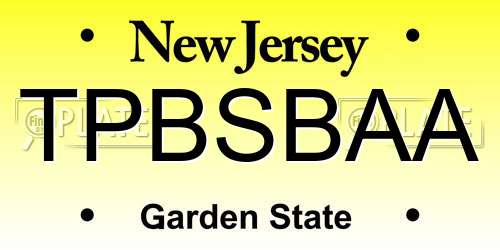 TPBSBAA New Jersey License Plate