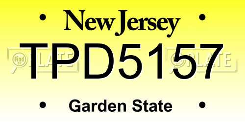 TPD5157 New Jersey License Plate