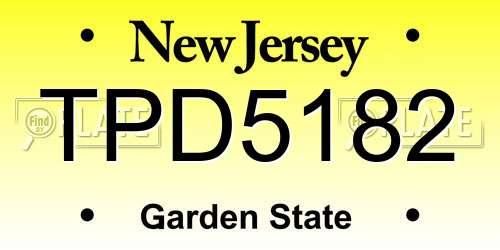 TPD5182 New Jersey License Plate