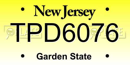 TPD6076 New Jersey License Plate