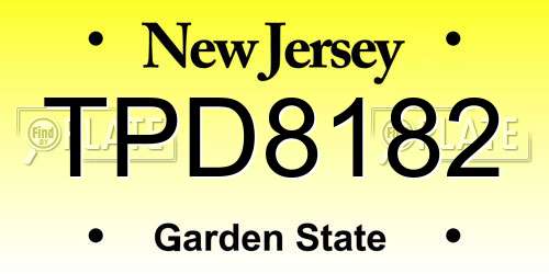 TPD8182 New Jersey License Plate