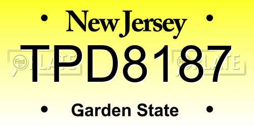 TPD8187 New Jersey License Plate