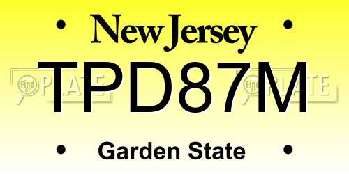 TPD87M New Jersey License Plate