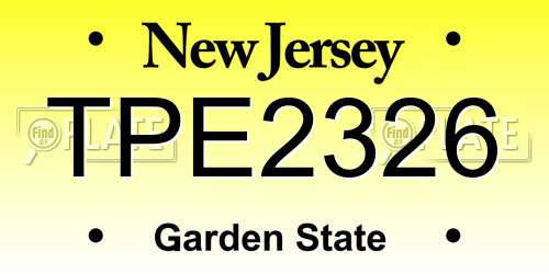 TPE2326 New Jersey License Plate