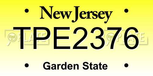 TPE2376 New Jersey License Plate