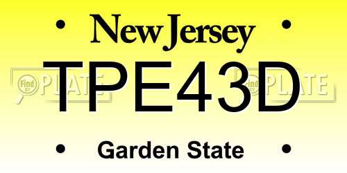 TPE43D New Jersey License Plate