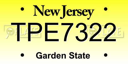TPE7322 New Jersey License Plate