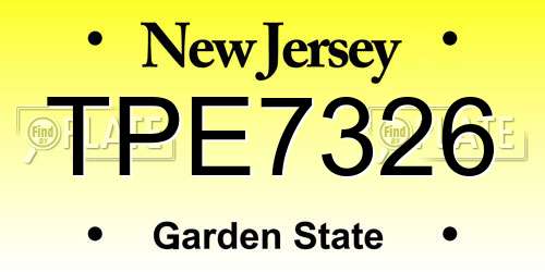 TPE7326 New Jersey License Plate