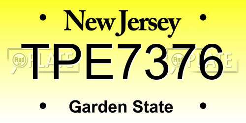 TPE7376 New Jersey License Plate