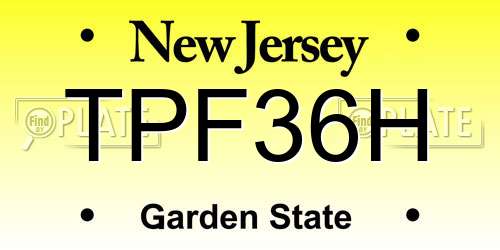 TPF36H New Jersey License Plate