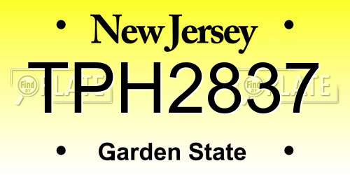 TPH2837 New Jersey License Plate