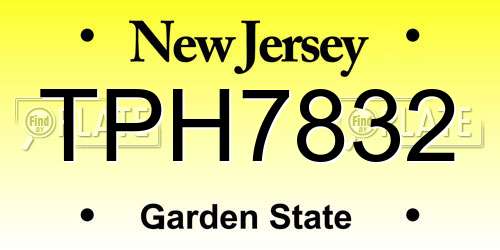TPH7832 New Jersey License Plate