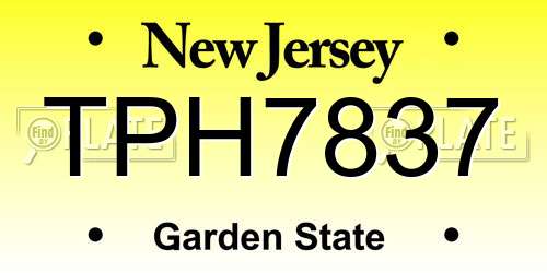 TPH7837 New Jersey License Plate