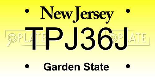 TPJ36J New Jersey License Plate
